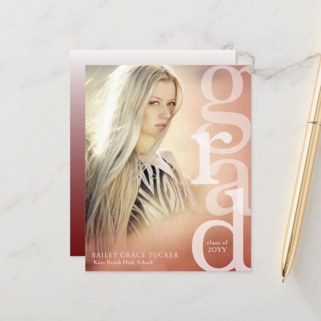 GRAD Overlay Budget Roter Abschluss Ankündigung (Vorderseite/Rückseite Beispiel)