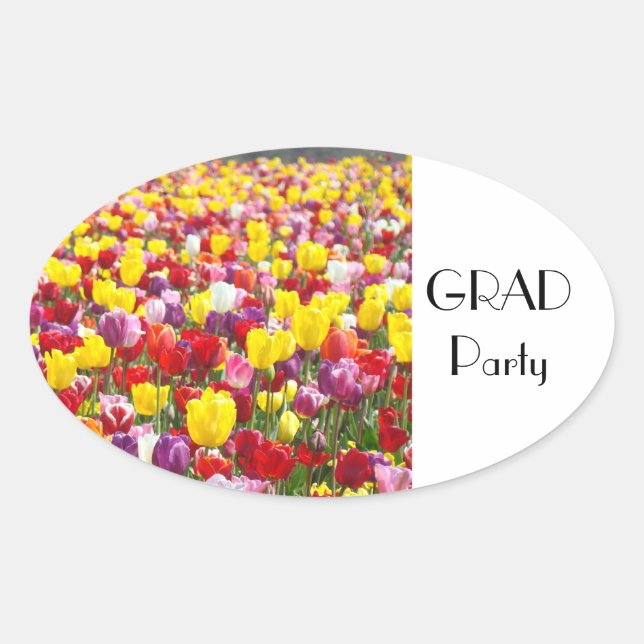 GRAD Party Aufkleber Tulip Blume Abschluss (Vorderseite)