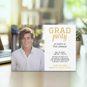Grad Party mit Klassischem Foto Abschluss Einladung
