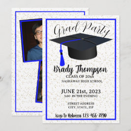 GRAD PARTY - Navy Blue Colors - 2 Foto Einladung