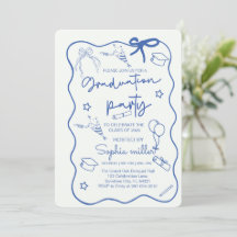 Grad Party Retro Invite Class of 2025,Whimsical