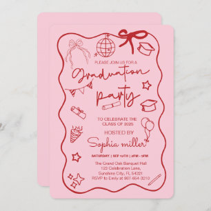 Grad Party Retro Invite Class of 2025,Whimsical Einladung