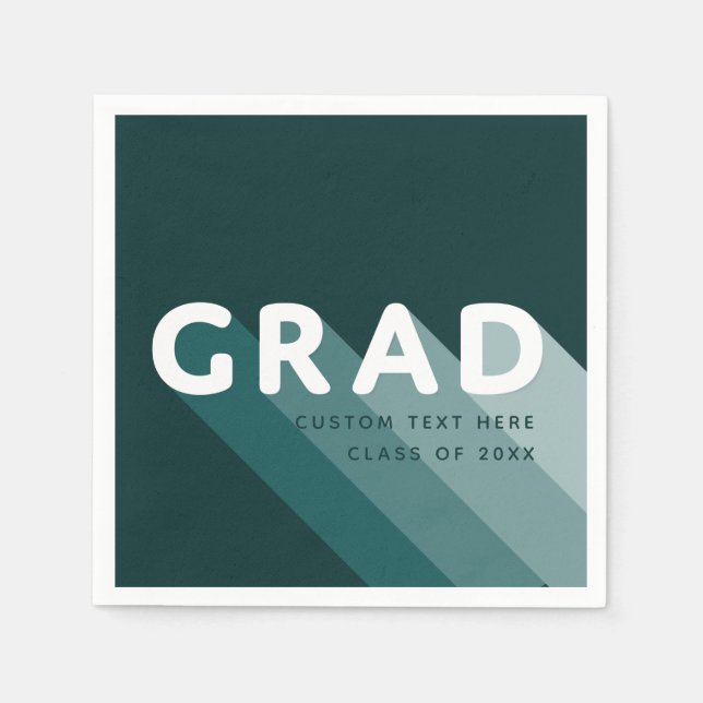 Grad Retro Green White Graduation Party Serviette (Vorderseite)