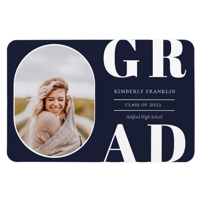 GRAD Rounded Foto Frame Abschluss Magnet (Horizontal)
