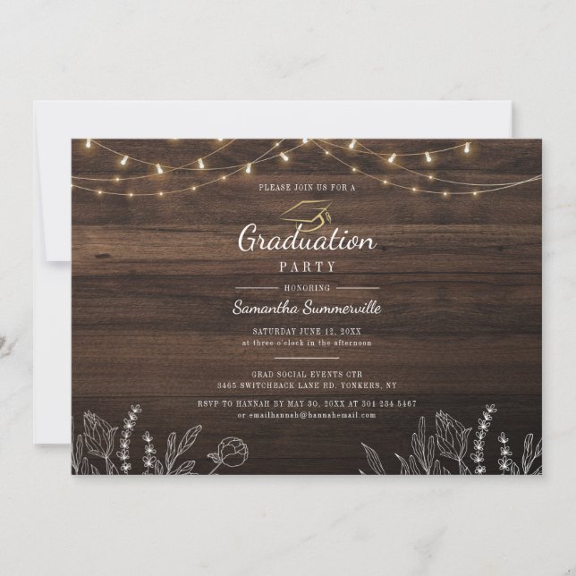 Grad Rustic Script Class of 2022 Graduation Party Einladung (Vorderseite)