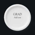 Grad schlicht minimaler Abschluss elegante moderne Pappteller<br><div class="desc">Entwurf</div>