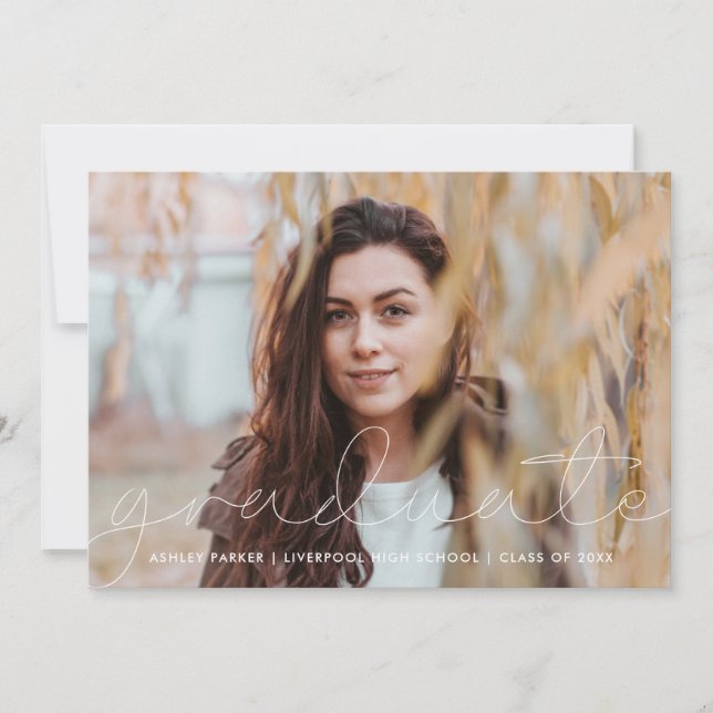 Grad-Script-Foto-Graduate-Ankündigung Card_ash Ankündigung (Vorderseite)