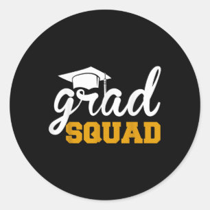 Grad Squad Funny Senior Cl von 2025 Abschluss Fami Runder Aufkleber