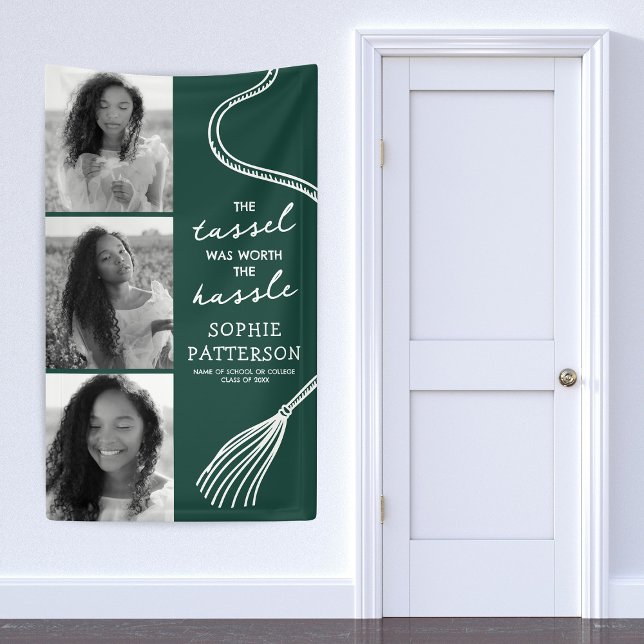 Grad Tassel 3 Foto Grüner Abschluss Banner (Von Creator hochgeladen)