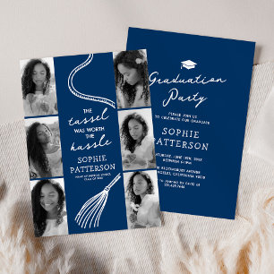 Grad Tassel 6 Foto Blue Graduation Party Einladung