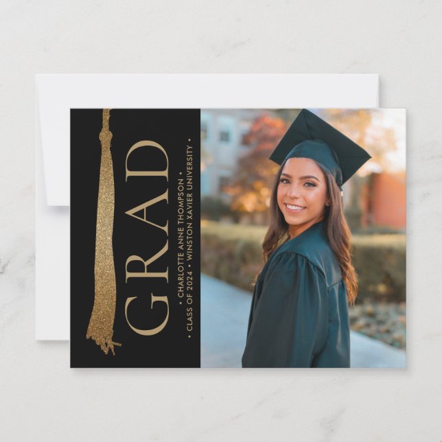 Grad Tassel University Graduate Custom Foto Ankündigung (Vorderseite)