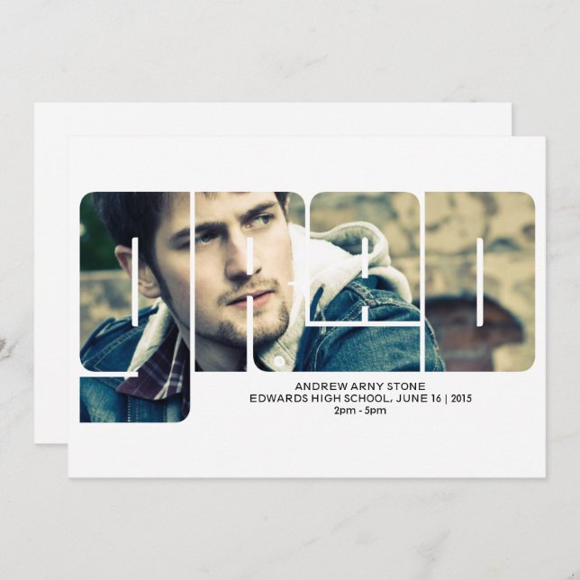 Grad Typografie 2 Foto Abschluss Ankündigung (Vorne/Hinten)