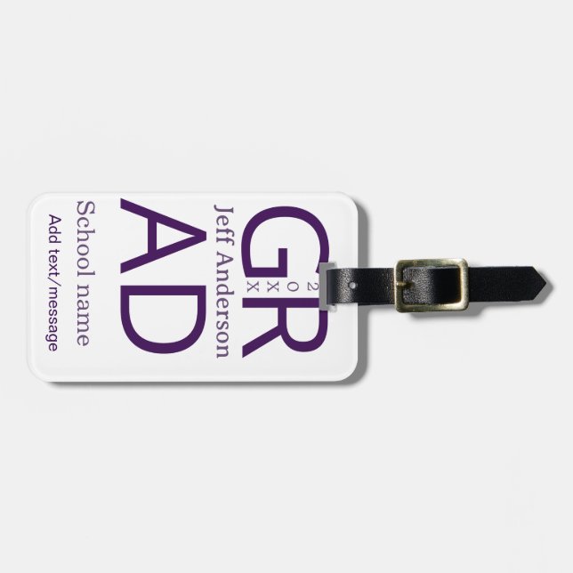 Grad Typografie modern Abschluss einfach minimal c Gepäckanhänger (Vorderseite horizontal)