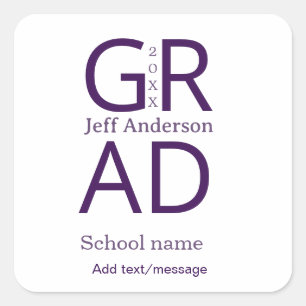 Grad Typografie modern Abschluss einfach minimal c Quadratischer Aufkleber