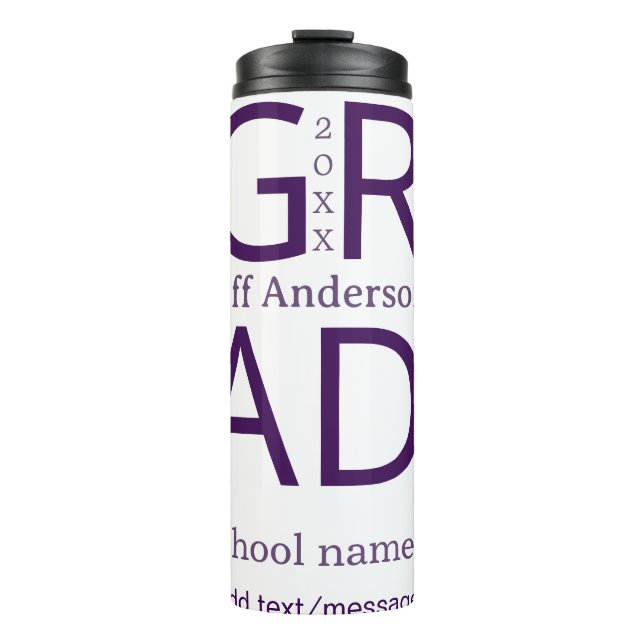 Grad Typografie modern Abschluss einfach minimal c Thermosbecher (Vorderseite)