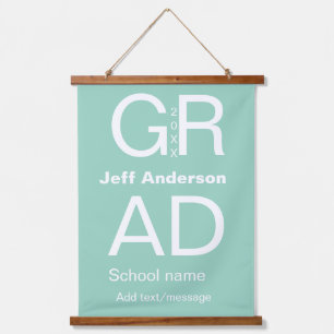 Grad Typografie modern Abschluss einfach minimal c Wandteppich Mit Holzrahmen