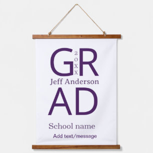 Grad Typografie modern Abschluss einfach minimal c Wandteppich Mit Holzrahmen