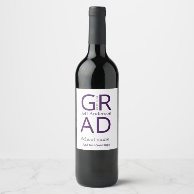 Grad Typografie modern Abschluss einfach minimal c Weinetikett (Vorderseite)