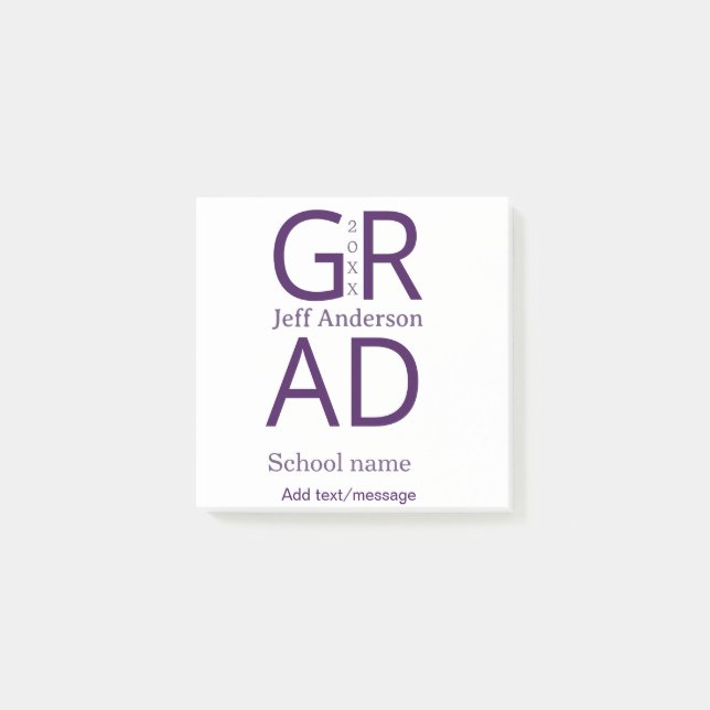 Grad Typografie modern Abschluss einfach minimal Post-it Klebezettel (Vorderseite)