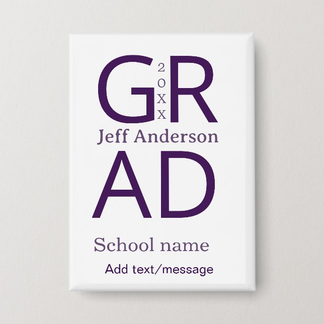 Grad Typografie moderne Abschlussfeier einfach min Button (Vorderseite)