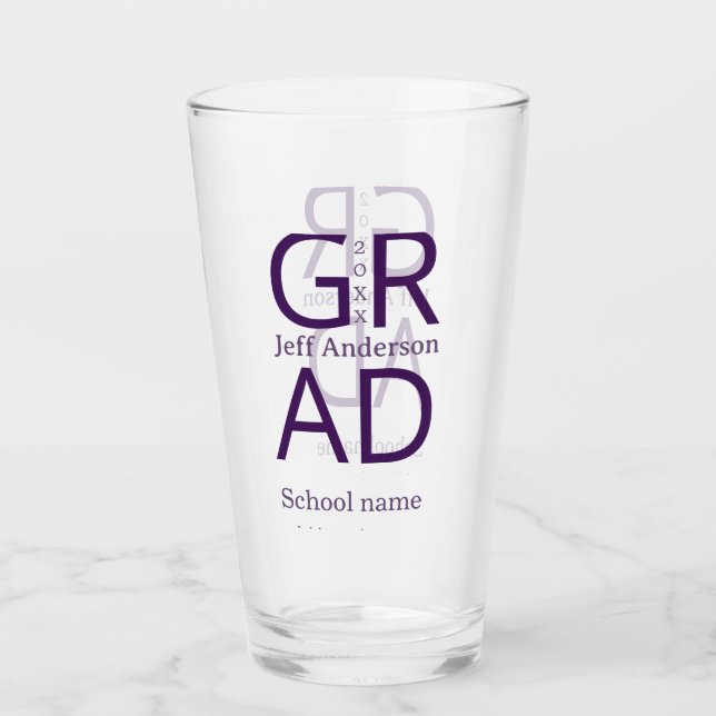 Grad Typografie moderne Abschlussfeier einfach min Glas (Vorderseite)