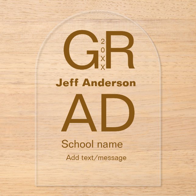 Grad Typografie Moderner Abschluss einfach minimal Acryleinladungen (Vorderseite)