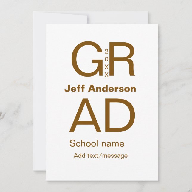 Grad Typografie Moderner Abschluss einfach minimal Einladung (Vorderseite)
