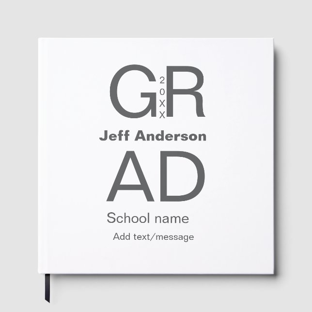 Grad Typografie Moderner Abschluss einfach minimal Gästebuch (Vorderseite)