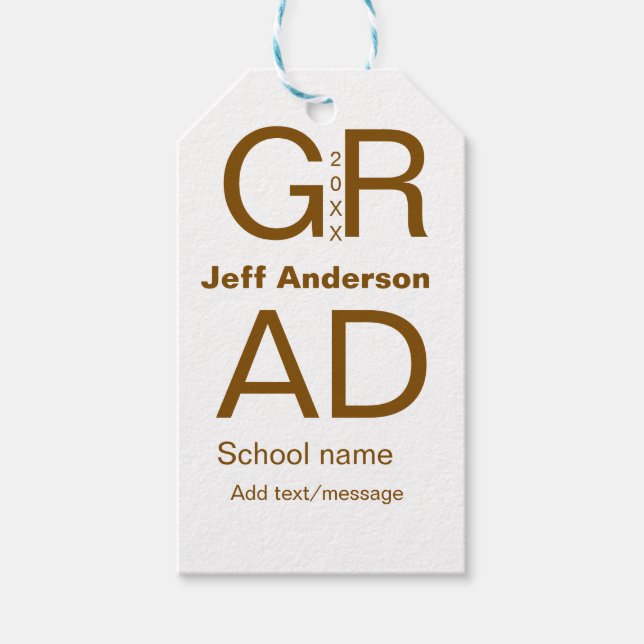 Grad Typografie Moderner Abschluss einfach minimal Geschenkanhänger (Vorderseite)