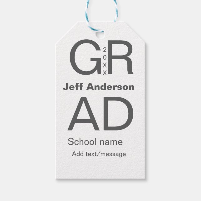Grad Typografie Moderner Abschluss einfach minimal Geschenkanhänger (Vorderseite)