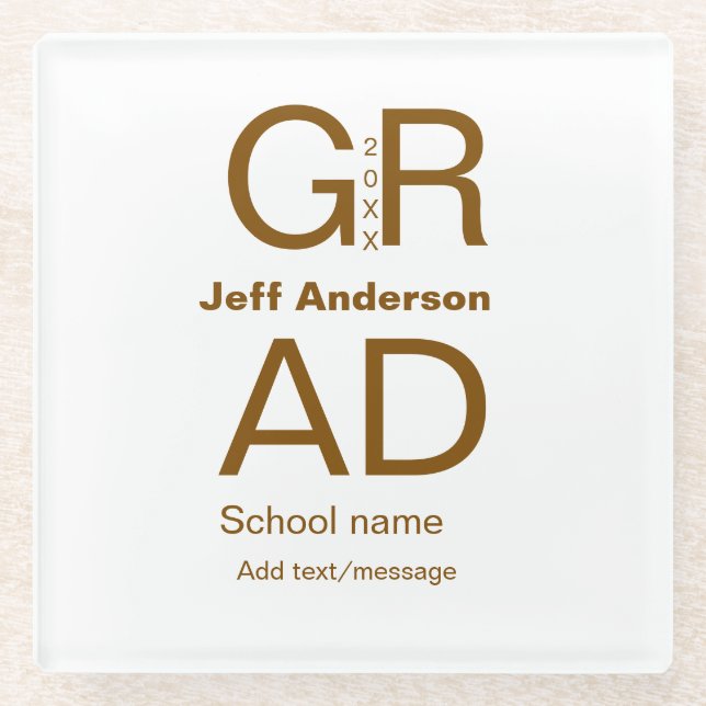 Grad Typografie Moderner Abschluss einfach minimal Glasuntersetzer (Vorderseite)