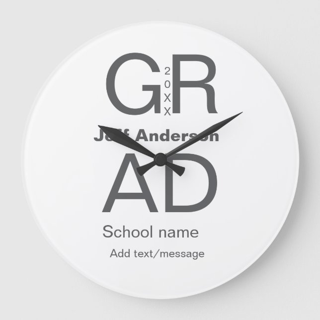 Grad Typografie Moderner Abschluss einfach minimal Große Wanduhr (Vorderseite)