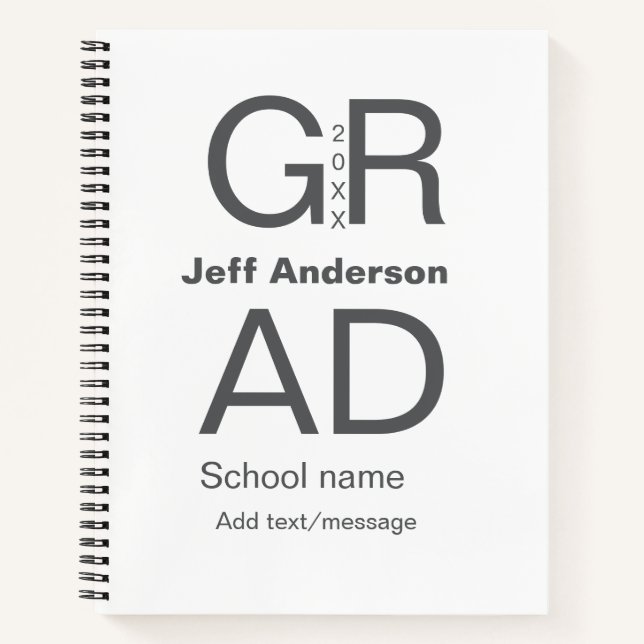 Grad Typografie Moderner Abschluss einfach minimal Notizbuch (Vorderseite)