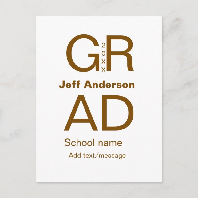 Grad Typografie Moderner Abschluss einfach minimal Postkarte (Vorderseite)