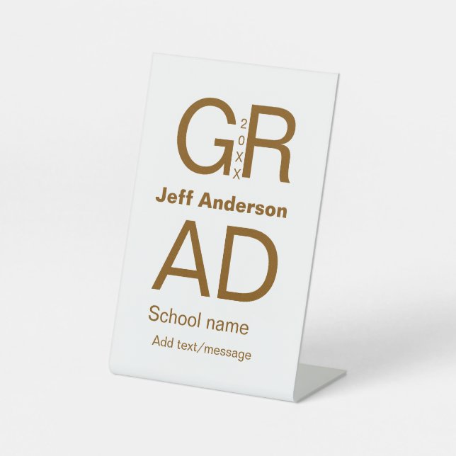 Grad Typografie Moderner Abschluss einfach minimal Sockelschild (Vorderseite)