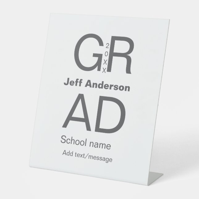 Grad Typografie Moderner Abschluss einfach minimal Sockelschild (Vorderseite)