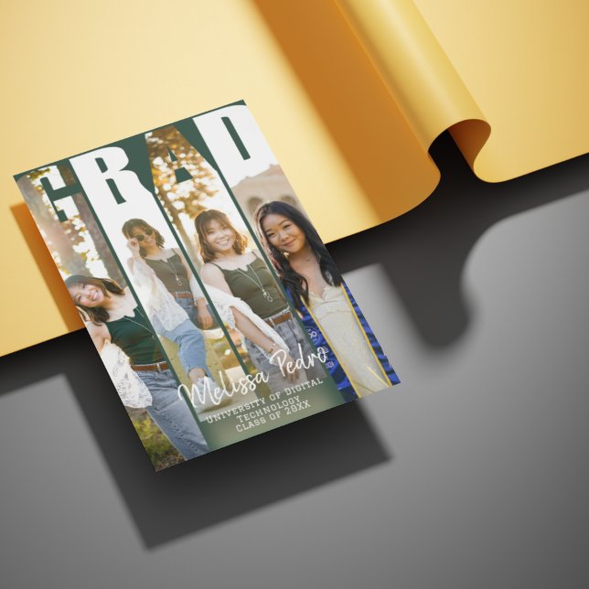 Grad Typografie Vier Foto Abschluss Einladung (Von Creator hochgeladen)