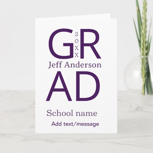 Grad typography modern graduation simple minimal c karte (Vorderseite)