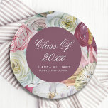Grad Wasserfarbenflora Elegant Moderner Abschluss Pappteller<br><div class="desc">Grad Watercolor Floral Elegant Moderne Abschluss Paper & Party Teller bietet eine stilvolle Aquarell-Blume mit Eukalyptus,  Palmfronten,  Rose,  Peonies und Farne in gedämpften Tönen von Pflaume,  Bordeaux,  Grün,  Pfirsich und Rosa. Personalisiert,  indem Sie den Text in den dafür vorgesehenen Textfeldern bearbeiten. Entworfen von ©Evco Studio www.zazzle.com/store/evcostudio</div>
