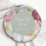 Grad Wasserfarbenflora Elegant Moderner Abschluss Pappteller<br><div class="desc">Grad Watercolor Floral Elegant Moderne Abschluss Paper & Party Teller bietet eine stilvolle Aquarell-Blume mit Eukalyptus,  Palmfronten,  Rose,  Peonies und Farne in gedämpften Tönen von Pflaume,  Bordeaux,  Grün,  Pfirsich und Rosa. Personalisiert,  indem Sie den Text in den dafür vorgesehenen Textfeldern bearbeiten. Entworfen von ©Evco Studio www.zazzle.com/store/evcostudio</div>