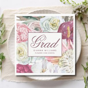 Grad Wasserfarbenflora Elegant Moderner Abschluss Serviette