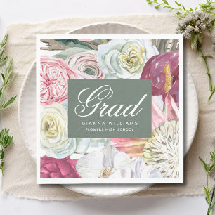 Grad Wasserfarbenflora Elegant Moderner Abschluss Serviette