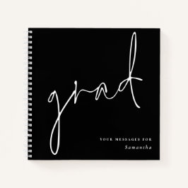 Grad White Script Black Abschluss Guest Book Notizbuch