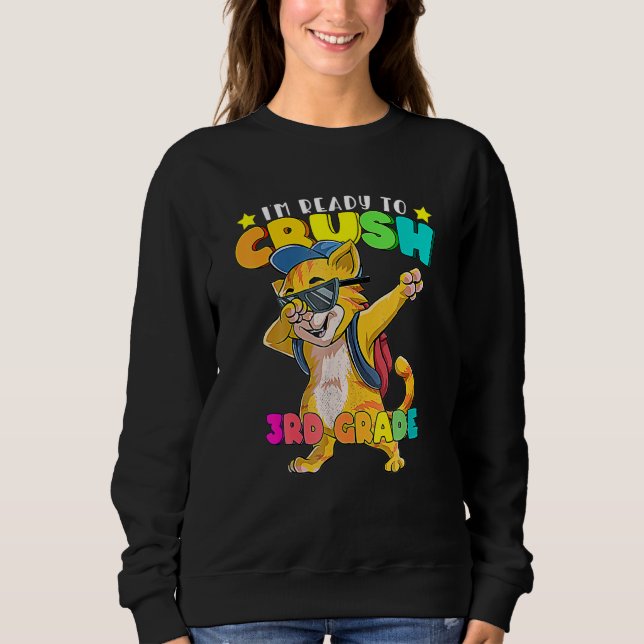 Grade Dabbing Cat Back O School Boys Girls Sweatshirt (Vorderseite)