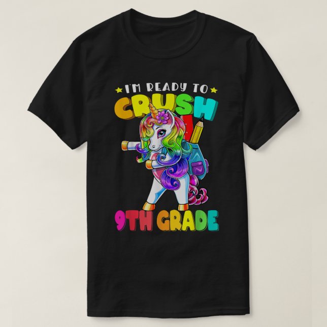 Grade Floss Dance Einhorn Zurück in die Schule Gir T-Shirt (Design vorne)