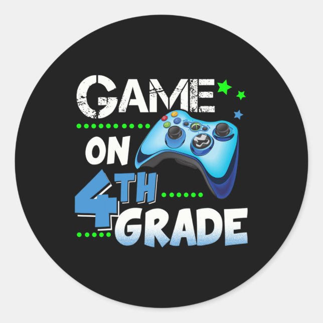 Grade Fun Game auf 4. Klasse Geschenk Runder Aufkleber (Vorderseite)