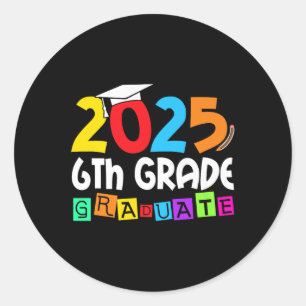 Grade Graduate 2025 Sechster Abschluss 202 Runder Aufkleber