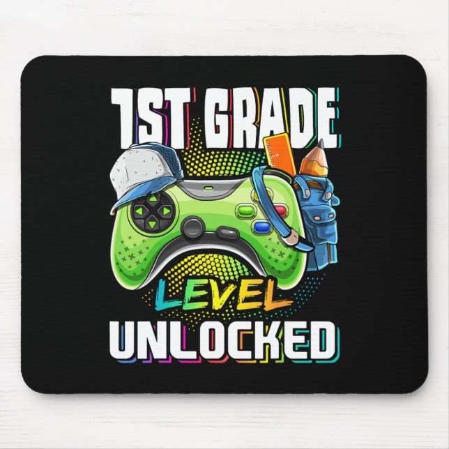 Grade Level Unlock Video Game Zurück zum Schuljung Mousepad (Vorne)