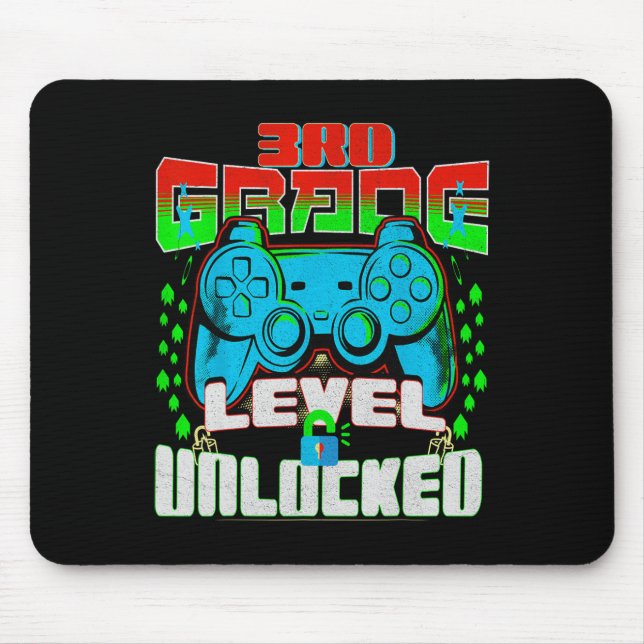 Grade Level Unlock Video Game Zurück zum Schuljung Mousepad (Vorne)