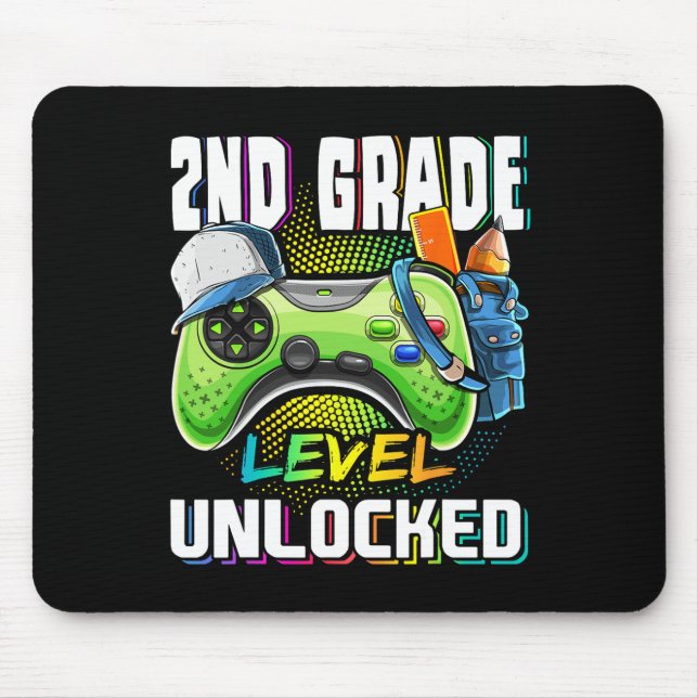 Grade Level Unlock Video Game Zurück zum Schuljung Mousepad (Vorne)